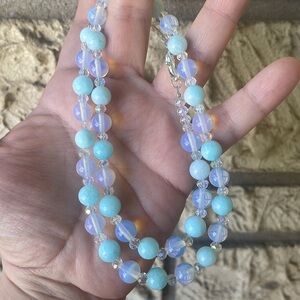 amazonite aquamarine & Opal w/ crystal spacers New boutique handmade Sparkly